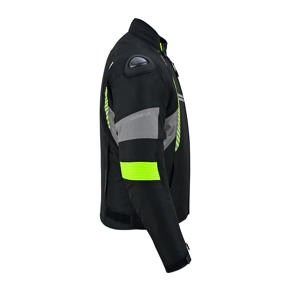 Racer Jacket – Men’s Motorcycle Textile Jacket (Black & Neon Lime)
