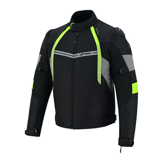 Racer Jacket – Men’s Motorcycle Textile Jacket (Black & Neon Lime)