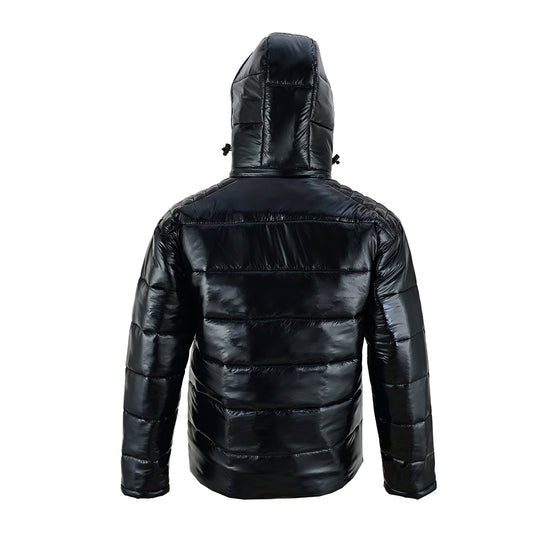 Dream Hoodie – Men’s Glossy Puffer Jacket (Jet Black)