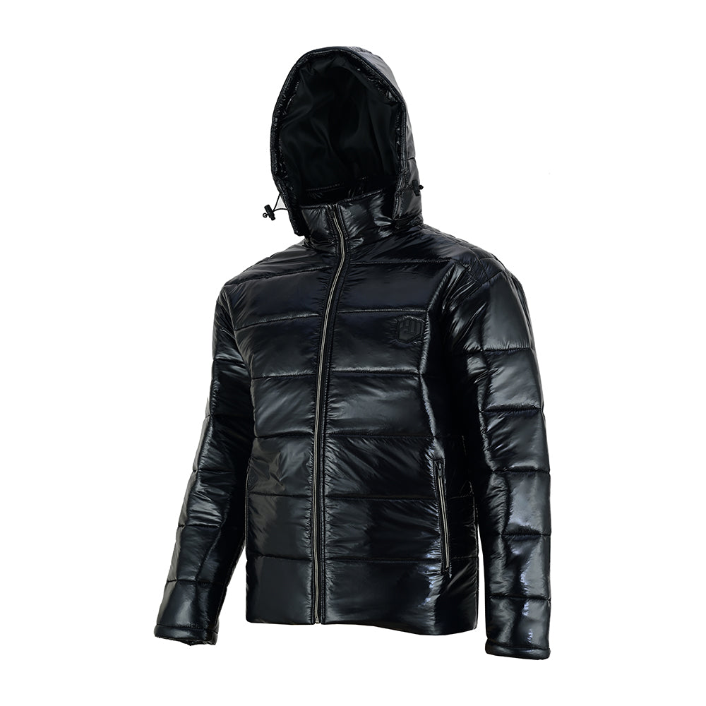 Dream Hoodie – Men’s Glossy Puffer Jacket (Jet Black)
