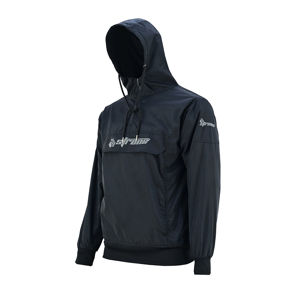 Windbreaker Hoodie – Men's Lightweight Pullover (Black)