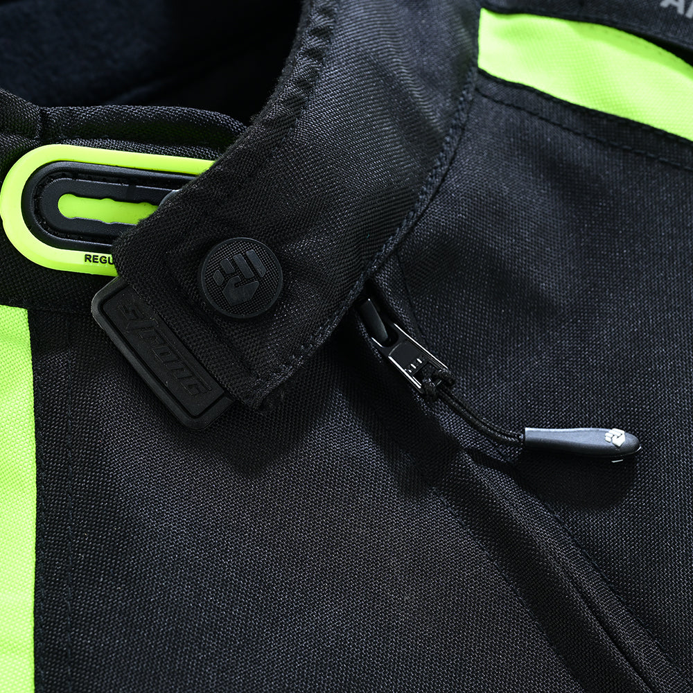 Racer Jacket – Men’s Motorcycle Textile Jacket (Black & Neon Lime)