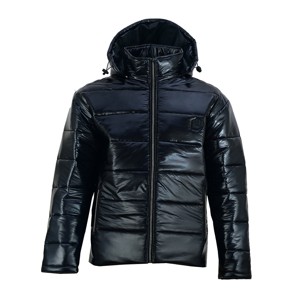 Dream Hoodie – Men’s Glossy Puffer Jacket (Jet Black)