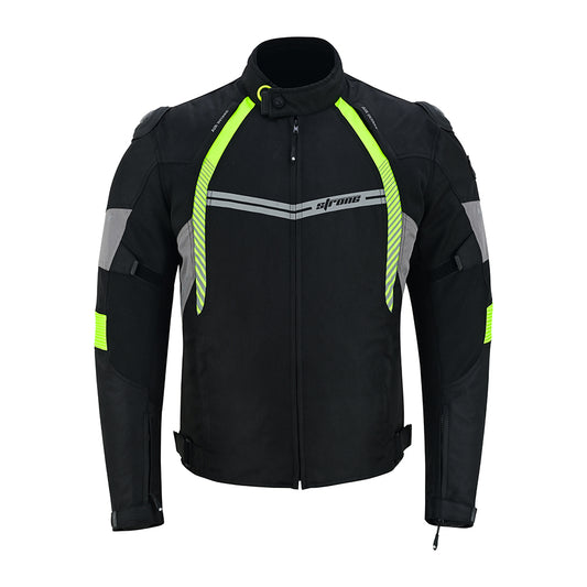 Racer Jacket – Men’s Motorcycle Textile Jacket (Black & Neon Lime)