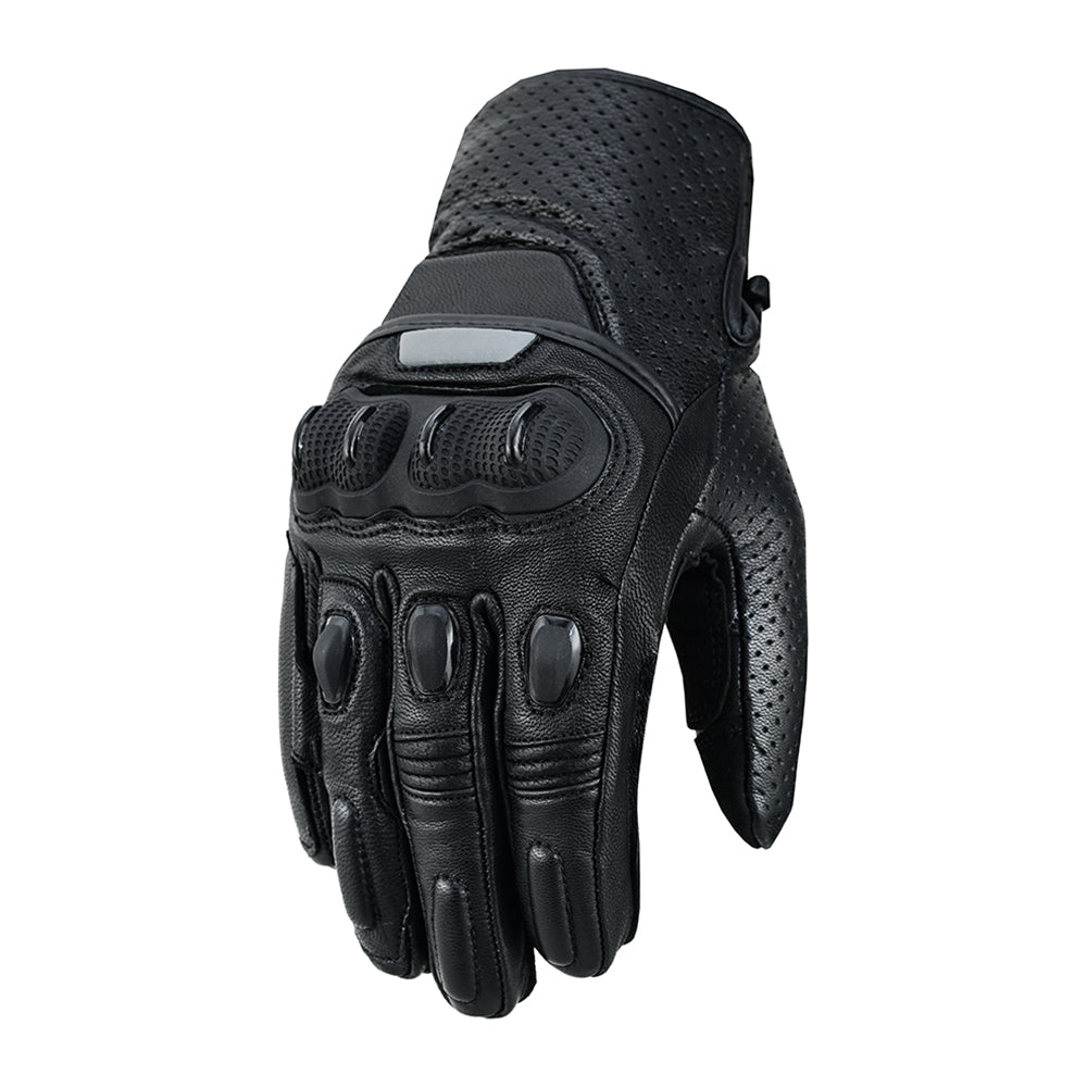 STREET RACE Gloves – Men’s Leather Armored Motorcycle Gloves (Black Performance)