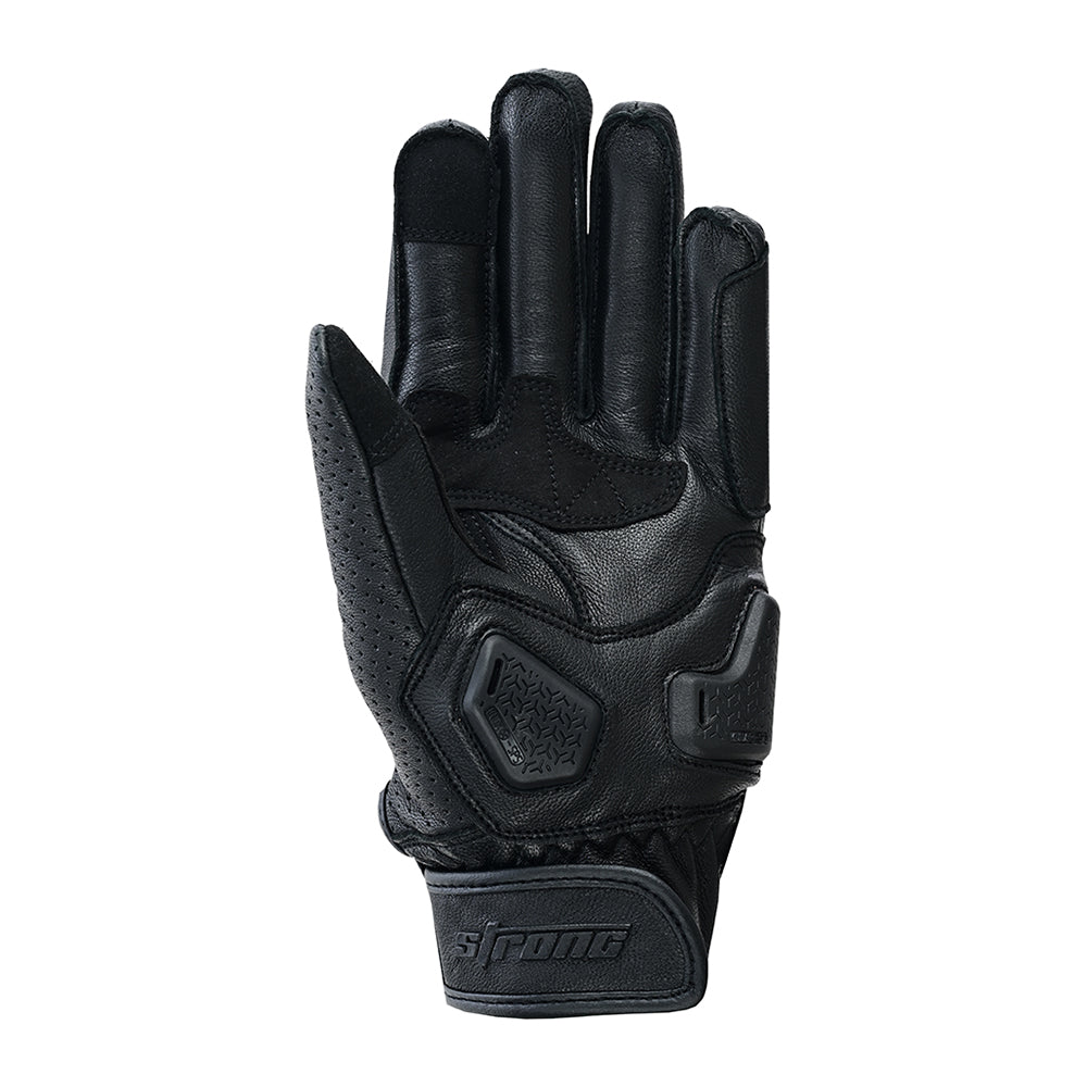 STREET RACE Gloves – Men’s Leather Armored Motorcycle Gloves (Black Performance)