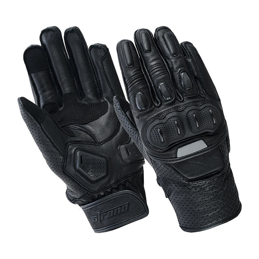 STREET RACE Gloves – Men’s Leather Armored Motorcycle Gloves (Black Performance)
