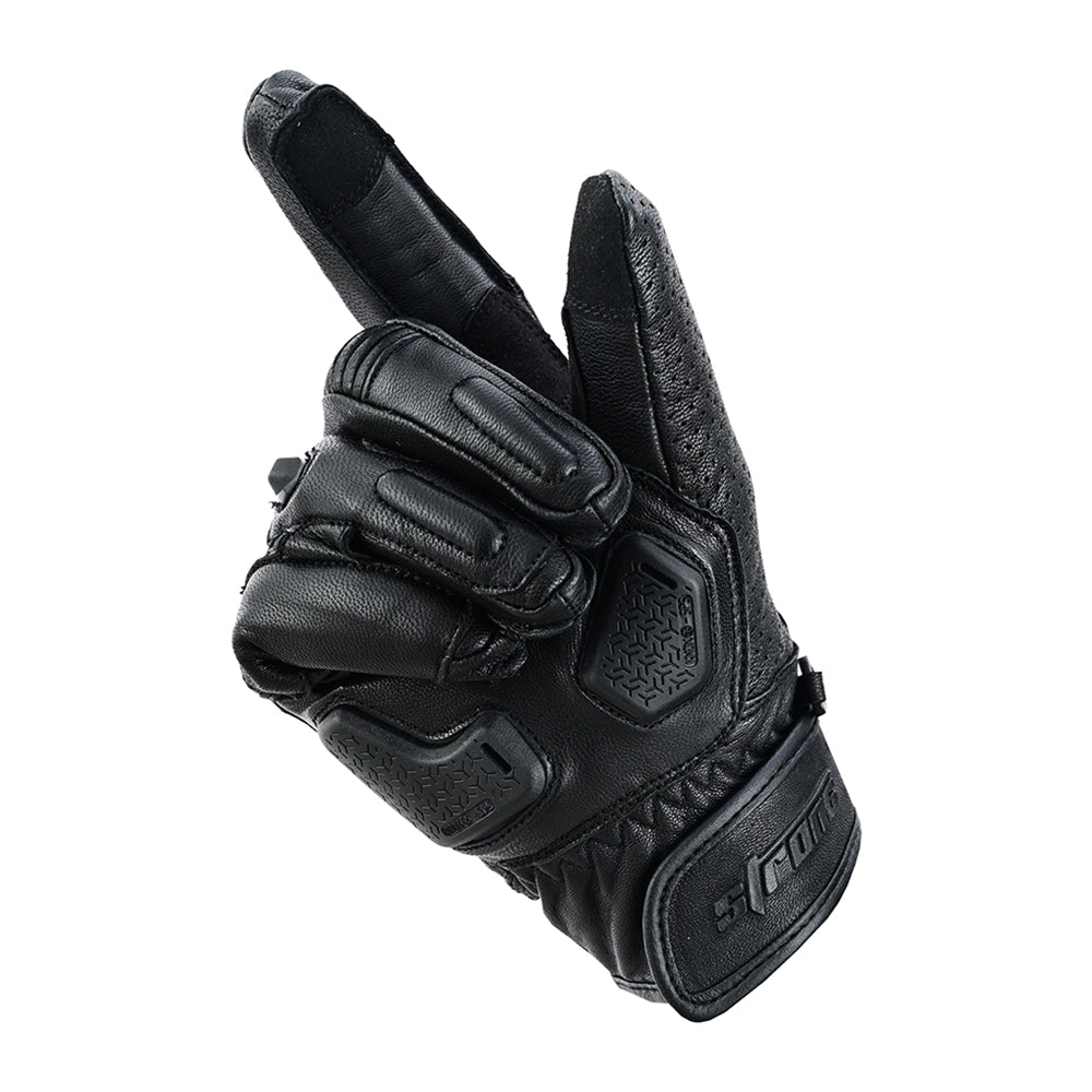 STREET RACE Gloves – Men’s Leather Armored Motorcycle Gloves (Black Performance)